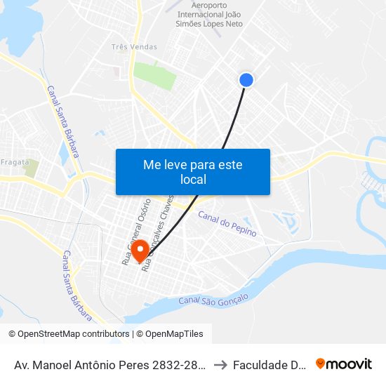 Av. Manoel Antônio Peres 2832-2880 - Areal Pelotas - Rs 96081-300 Brasil to Faculdade De Direito Da Ufpel map