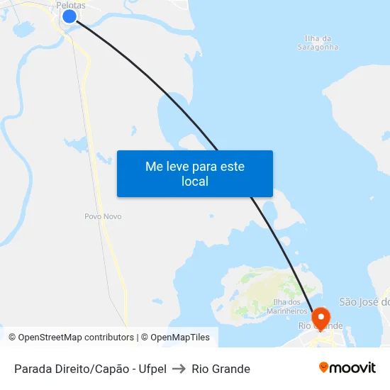 Parada Direito/Capão - Ufpel to Rio Grande map