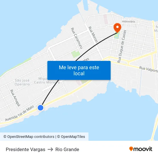 Presidente Vargas to Rio Grande map