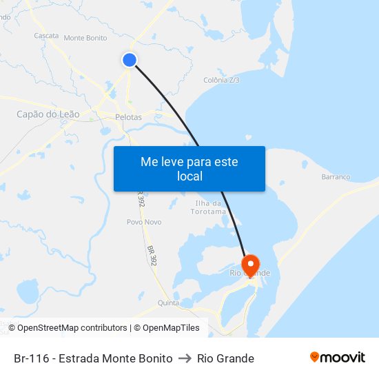 Br-116 - Estrada Monte Bonito to Rio Grande map