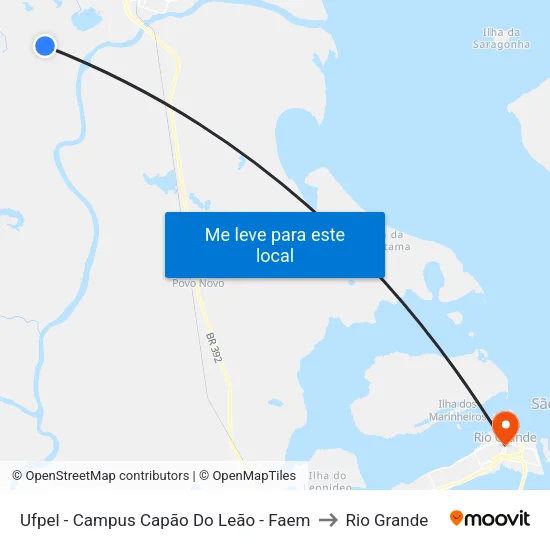 Ufpel - Campus Capão Do Leão - Faem to Rio Grande map