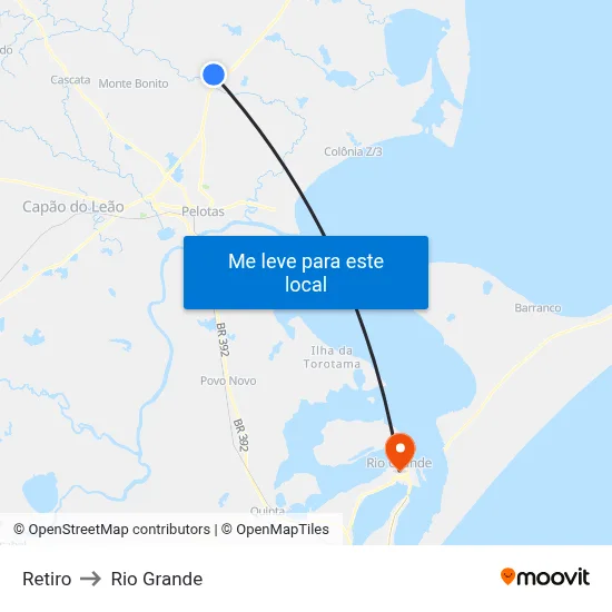 Retiro to Rio Grande map