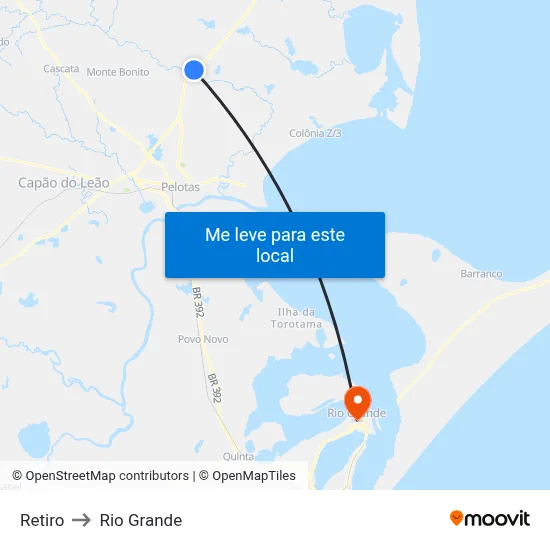 Retiro to Rio Grande map