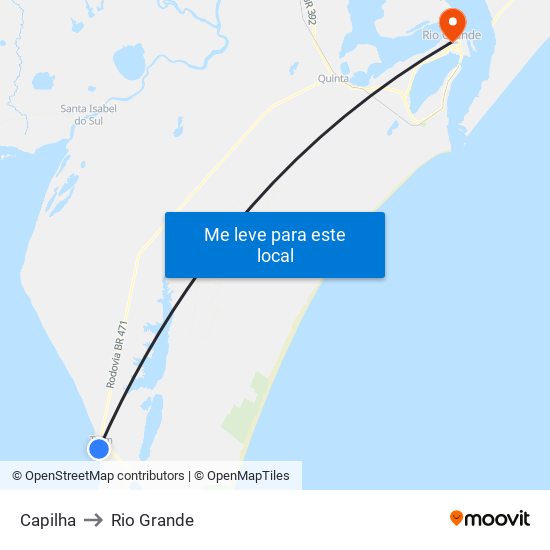 Capilha to Rio Grande map