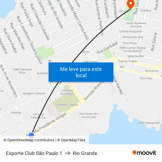 Esporte Club São Paulo 1 to Rio Grande map