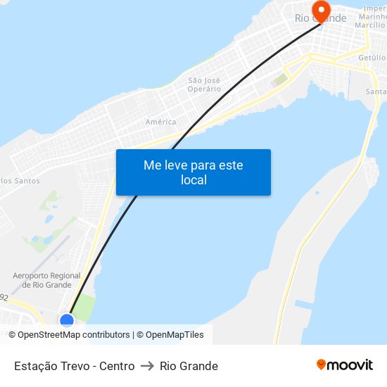 Estação Trevo - Centro to Rio Grande map