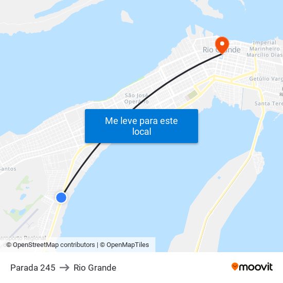 Parada 245 to Rio Grande map