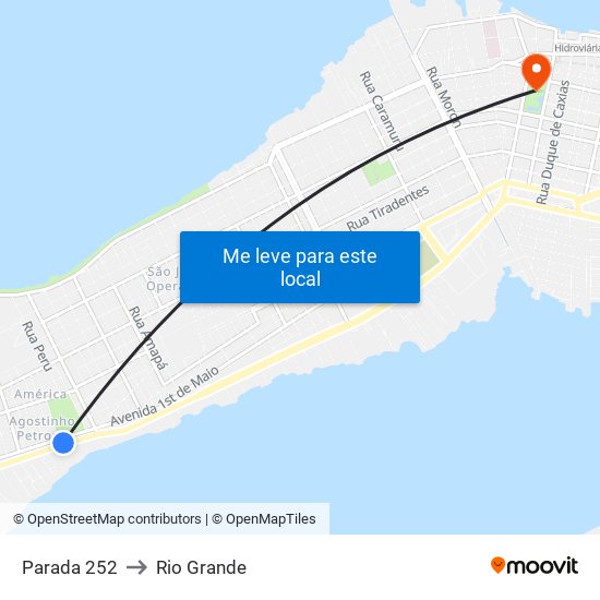 Parada 252 to Rio Grande map