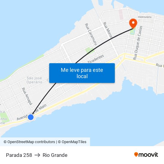 Parada 258 to Rio Grande map