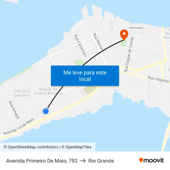 Avenida Primeiro De Maio, 792 to Rio Grande map