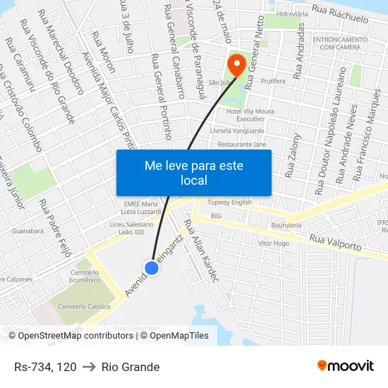 Rs-734, 120 to Rio Grande map