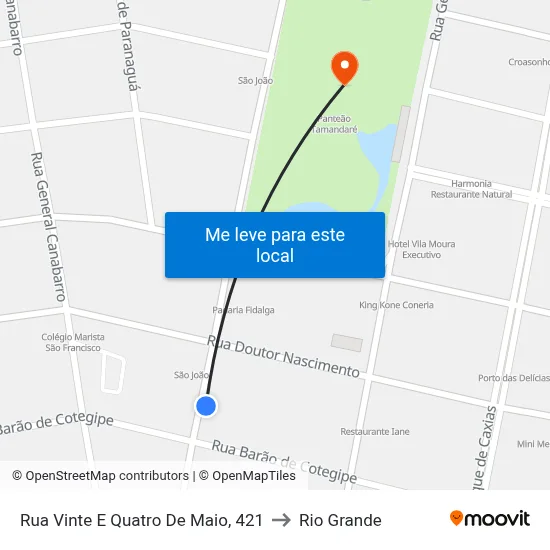 Rua Vinte E Quatro De Maio, 421 to Rio Grande map