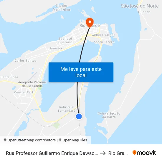 Rua Professor Guillermo Enrique Dawson, 230 to Rio Grande map