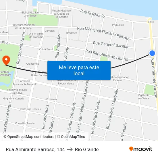 Rua Almirante Barroso, 144 to Rio Grande map