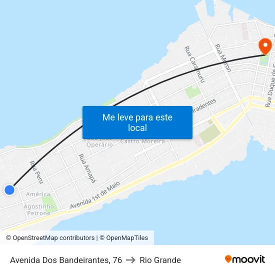 Avenida Dos Bandeirantes, 76 to Rio Grande map