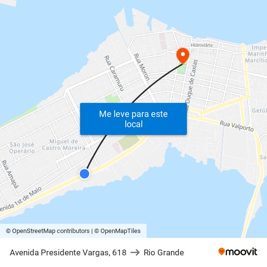 Avenida Presidente Vargas, 618 to Rio Grande map