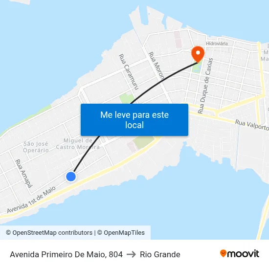 Avenida Primeiro De Maio, 804 to Rio Grande map