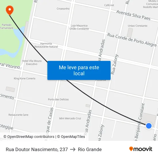 Rua Doutor Nascimento, 237 to Rio Grande map
