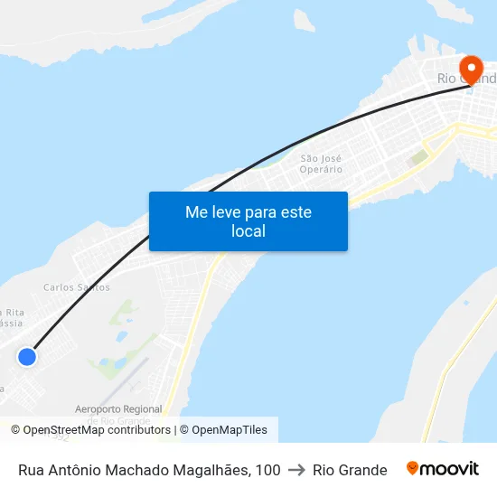Rua Antônio Machado Magalhães, 100 to Rio Grande map