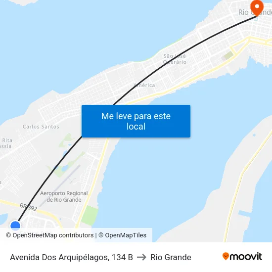 Avenida Dos Arquipélagos, 134 B to Rio Grande map