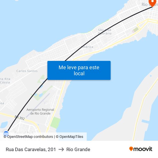 Rua Das Caravelas, 201 to Rio Grande map
