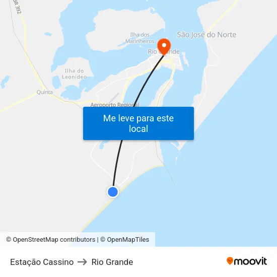 Estação Cassino to Rio Grande map