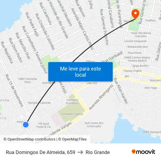 Rua Domingos De Almeida, 659 to Rio Grande map