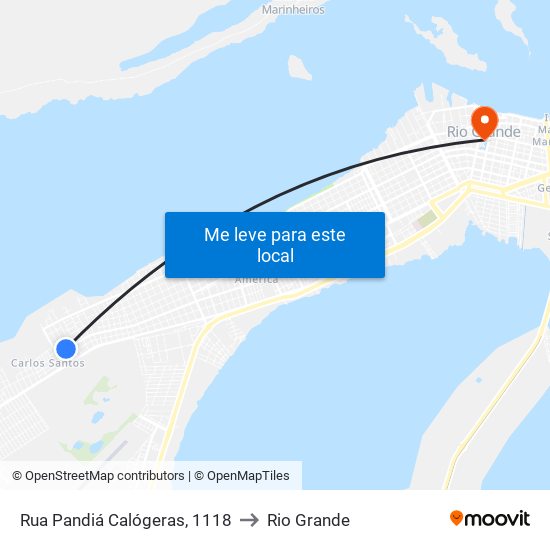 Rua Pandiá Calógeras, 1118 to Rio Grande map