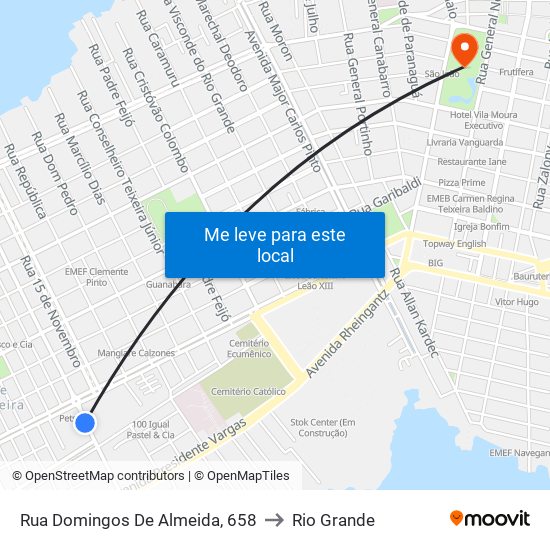 Rua Domingos De Almeida, 658 to Rio Grande map