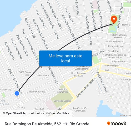 Rua Domingos De Almeida, 562 to Rio Grande map