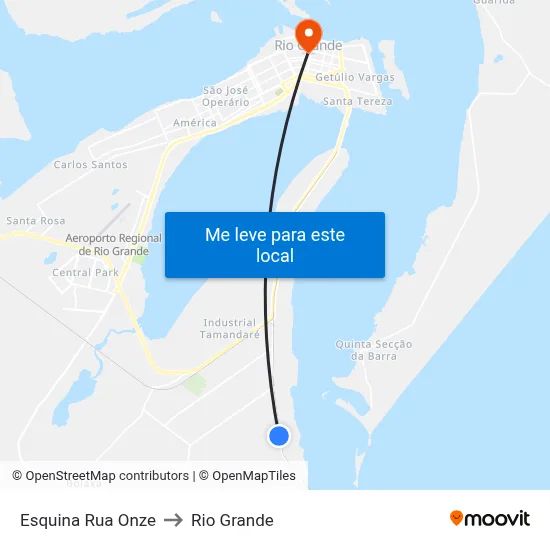 Esquina Rua Onze to Rio Grande map