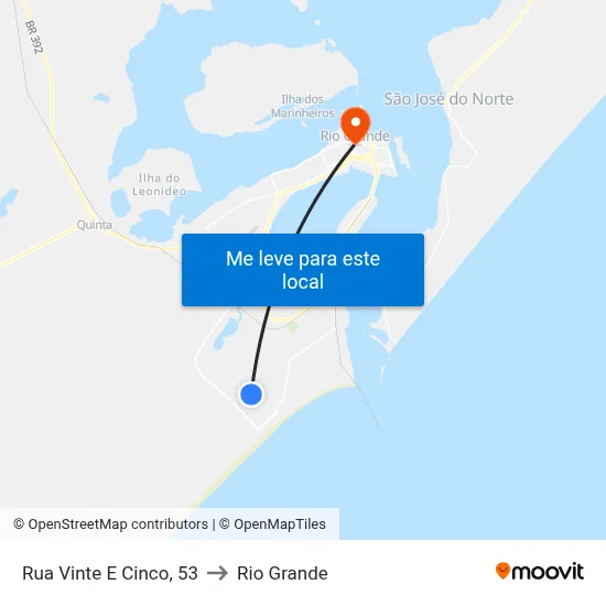 Rua Vinte E Cinco, 53 to Rio Grande map