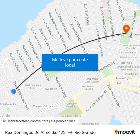 Rua Domingos De Almeida, 423 to Rio Grande map
