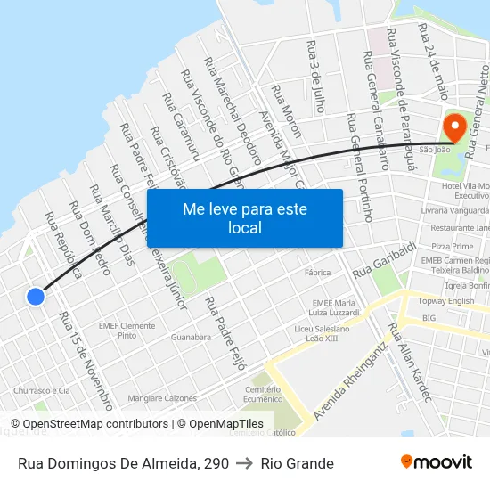 Rua Domingos De Almeida, 290 to Rio Grande map
