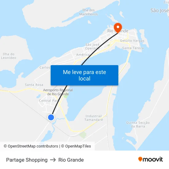 Partage Shopping to Rio Grande map