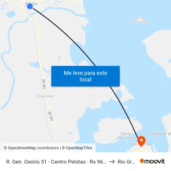 R. Gen. Osório 51 - Centro Pelotas - Rs 96020-000 Brasil to Rio Grande map
