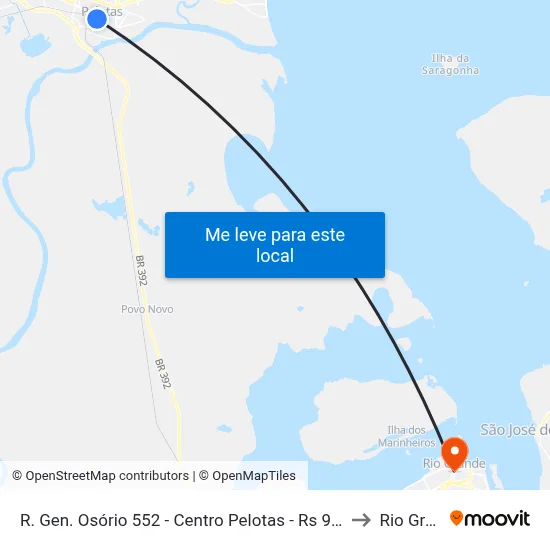 R. Gen. Osório 552 - Centro Pelotas - Rs 96020-000 Brasil to Rio Grande map