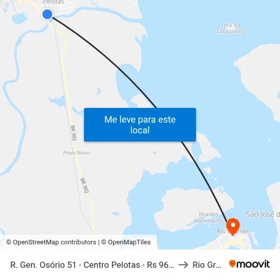 R. Gen. Osório 51 - Centro Pelotas - Rs 96020-000 Brasil to Rio Grande map