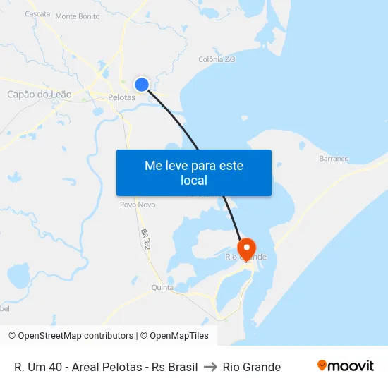 R. Um 40 - Areal Pelotas - Rs Brasil to Rio Grande map