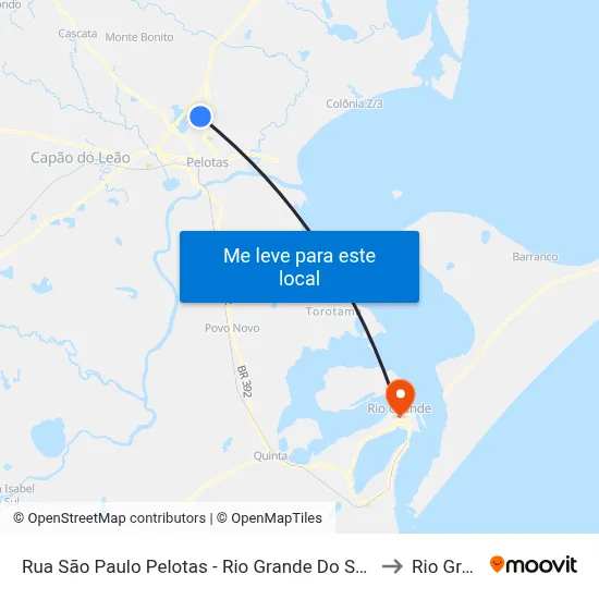 Rua São Paulo Pelotas - Rio Grande Do Sul 96065 Brasil to Rio Grande map