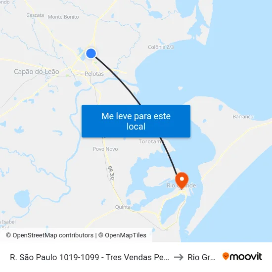 R. São Paulo 1019-1099 - Tres Vendas Pelotas - Rs Brasil to Rio Grande map