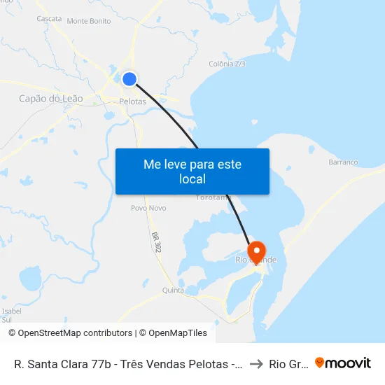 R. Santa Clara 77b - Três Vendas Pelotas - Rs 96065-420 Brasil to Rio Grande map