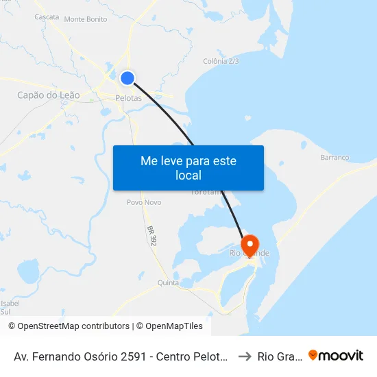 Av. Fernando Osório 2591 - Centro Pelotas - Rs Brasil to Rio Grande map