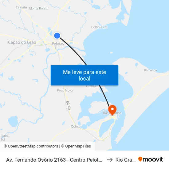 Av. Fernando Osório 2163 - Centro Pelotas - Rs Brasil to Rio Grande map
