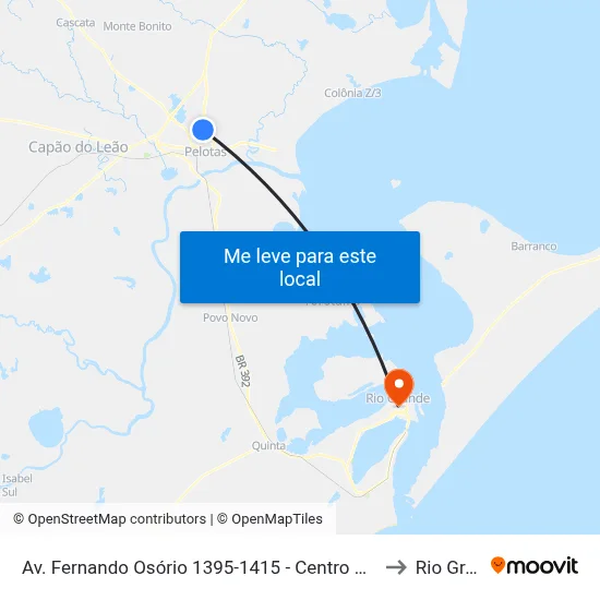 Av. Fernando Osório 1395-1415 - Centro Pelotas - Rs Brasil to Rio Grande map