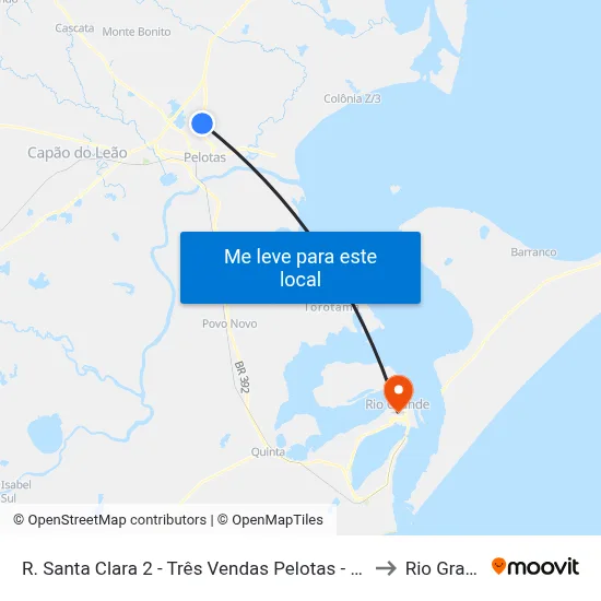 R. Santa Clara 2 - Três Vendas Pelotas - Rs Brasil to Rio Grande map