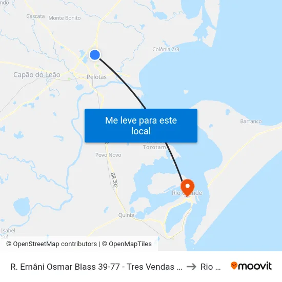 R. Ernâni Osmar Blass 39-77 - Tres Vendas Pelotas - Rs 96065-770 Brasil to Rio Grande map
