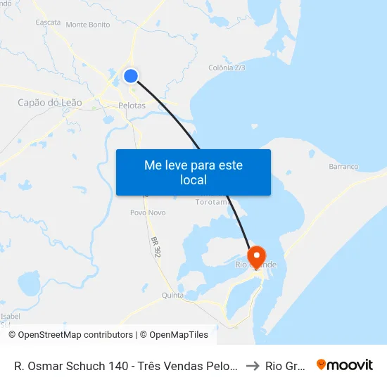 R. Osmar Schuch 140 - Três Vendas Pelotas - Rs Brasil to Rio Grande map