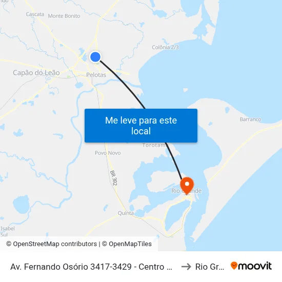 Av. Fernando Osório 3417-3429 - Centro Pelotas - Rs Brasil to Rio Grande map