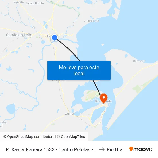 R. Xavier Ferreira 1533 - Centro Pelotas - Rs Brasil to Rio Grande map